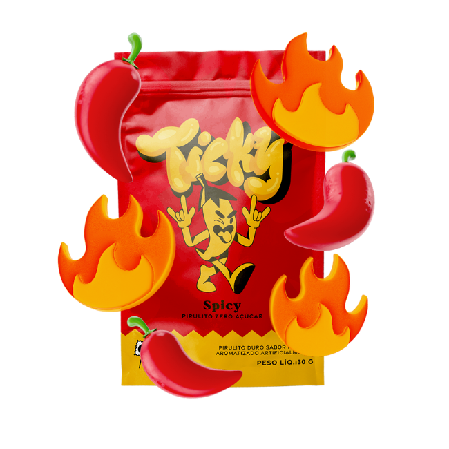 Pirulito Zero Açúcar - Sabor Spicy - Pack 4 Pouches (16 Unidades)