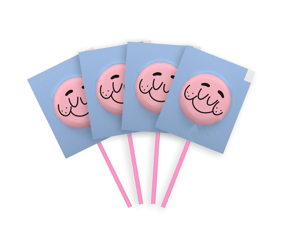 Pirulito Zero Açúcar - Sabor Algodão Doce - Pack 4 Pouches (16 Unidades)